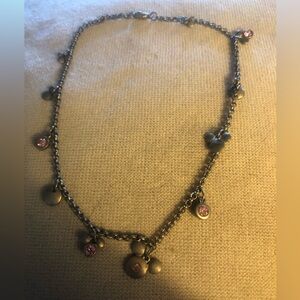 🎠Elegant Disney Silver Charm Necklace with Pink Accents- 165A $25 or $20 w/offer
